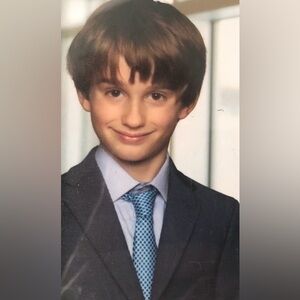 KIDS STEFANO RICCI JUNIOR SILK 
GEOMETRIC BLUE TIE